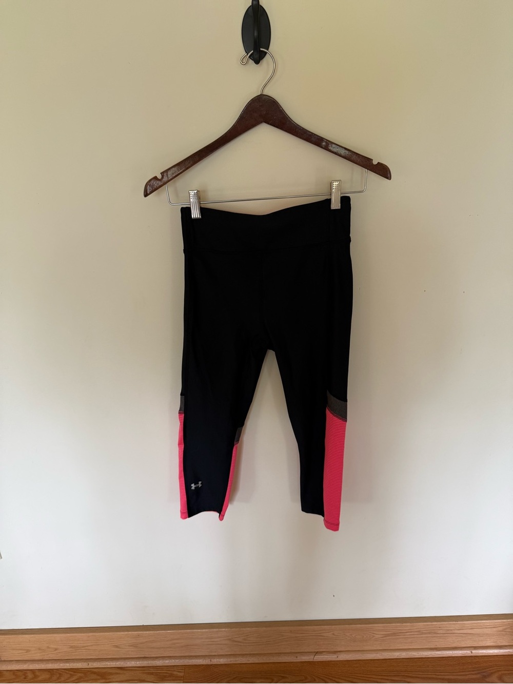 Under Armour Black Leggings with Hot Pink Lined Waistband